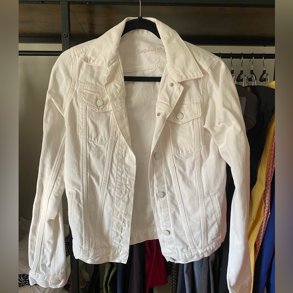 Gap white denim jacket
